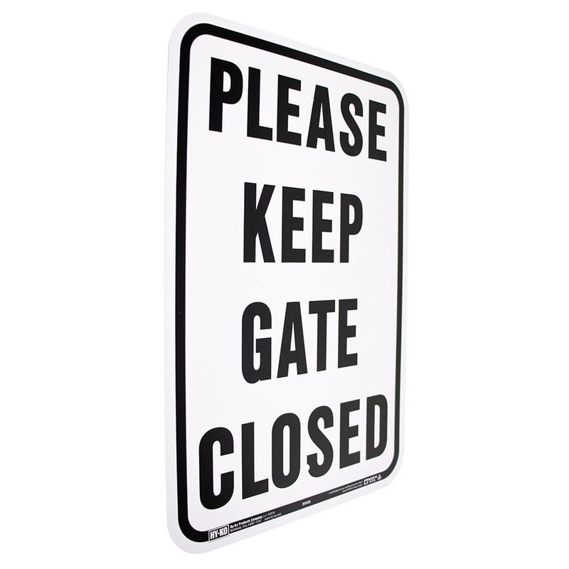 Hy-Ko Products 20523 - "Please Keep GATE Closed" Aluminum Sign 12 in x 18 in Black/White, 1 Each - Image 4
